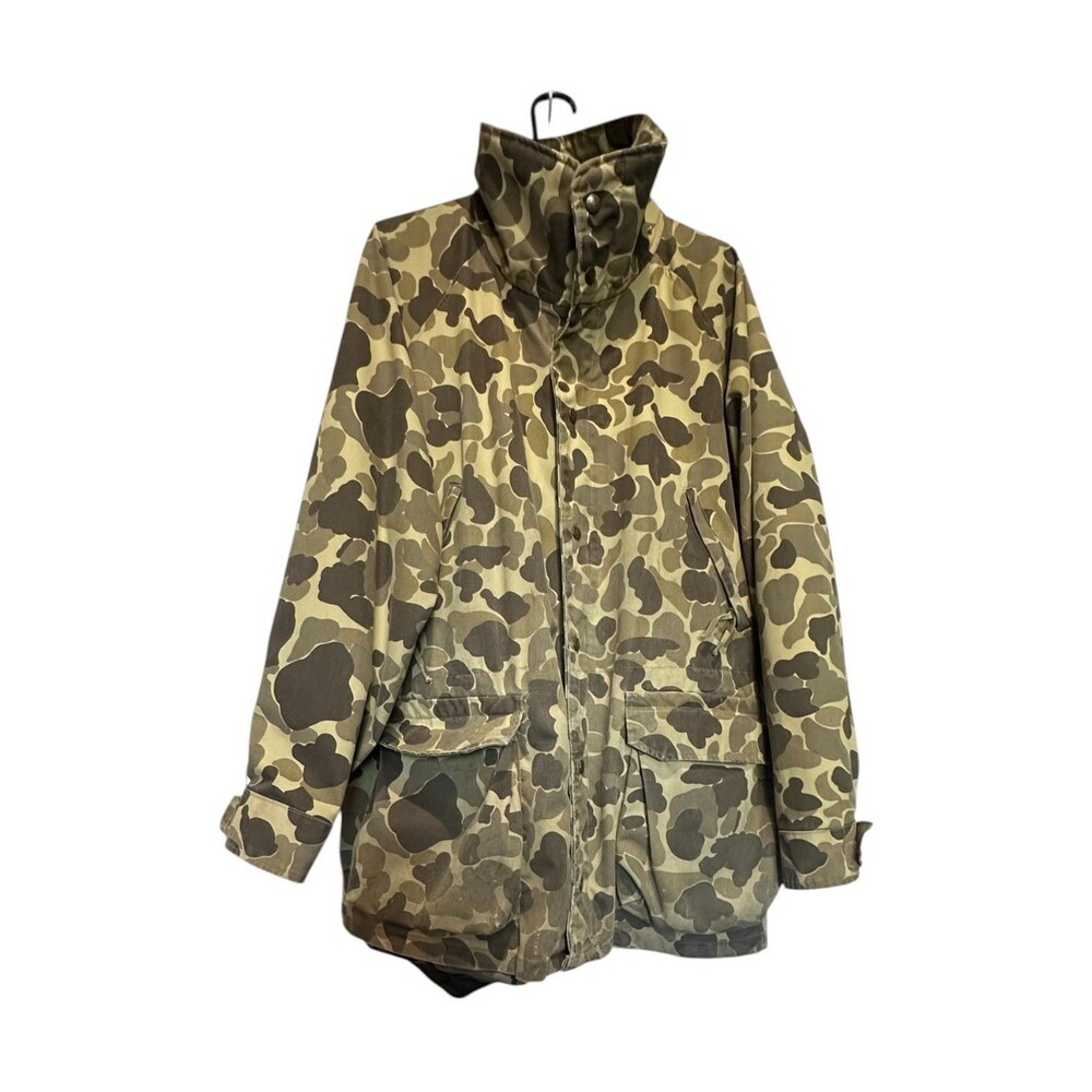 VTG Cold Storage Foul Weather Gear Camo Duck Hunting Jacket Sz XXL Distressed